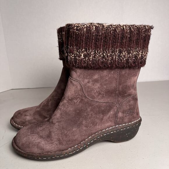 UGG Shoes - UGG Brown Leather Suede Boots Knit Cuff Kaylana Winter Shoes Womens 6 F8910E